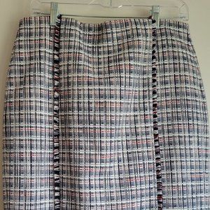 J Crew NWT Pencil Skirt Tweed Red White Blue 10